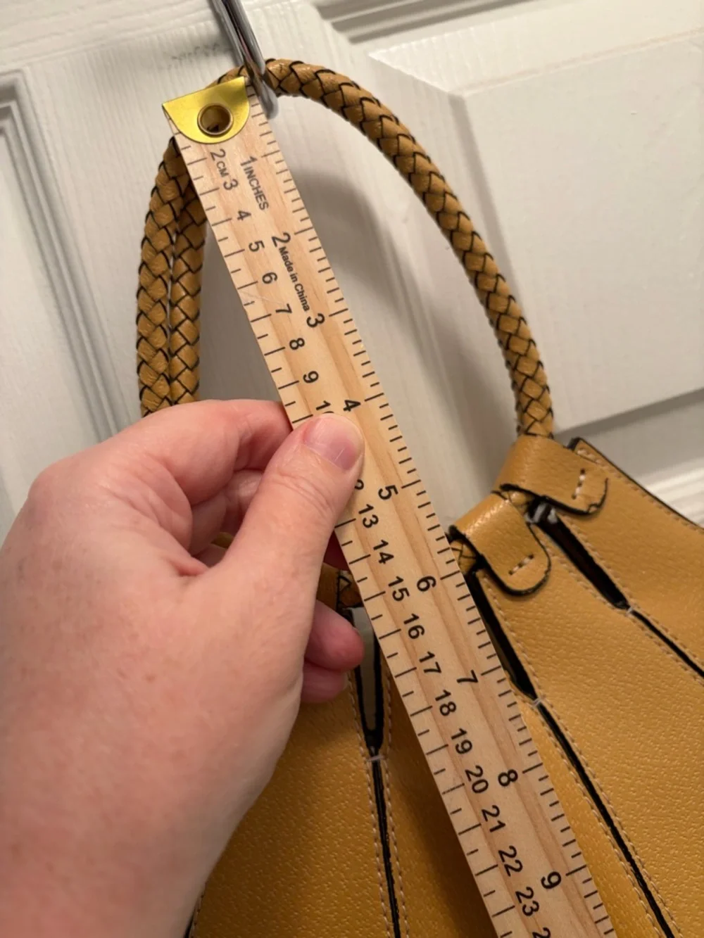 Mustard Yellow Braided Handle Mini Satchel Purse Minimalist